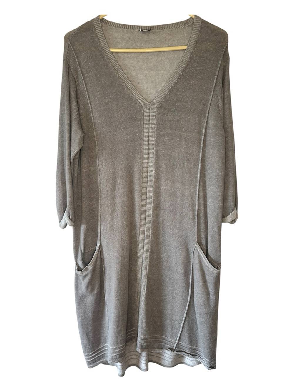 Poetry Gray linen cotton Knit Sweater tunic sheath Top Lagenlook minimalist 10